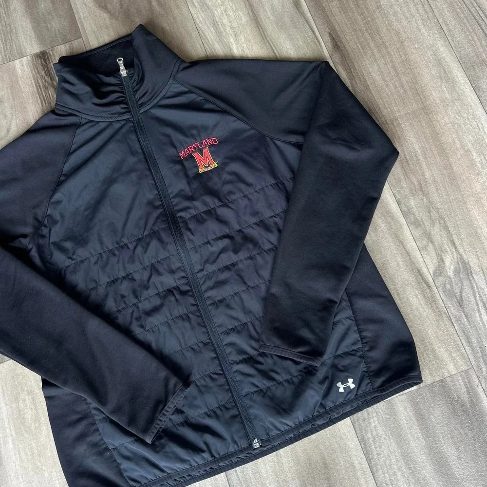 Under Armour Maryland Terrapins black quilted puffer jacket size M sweatshirt
